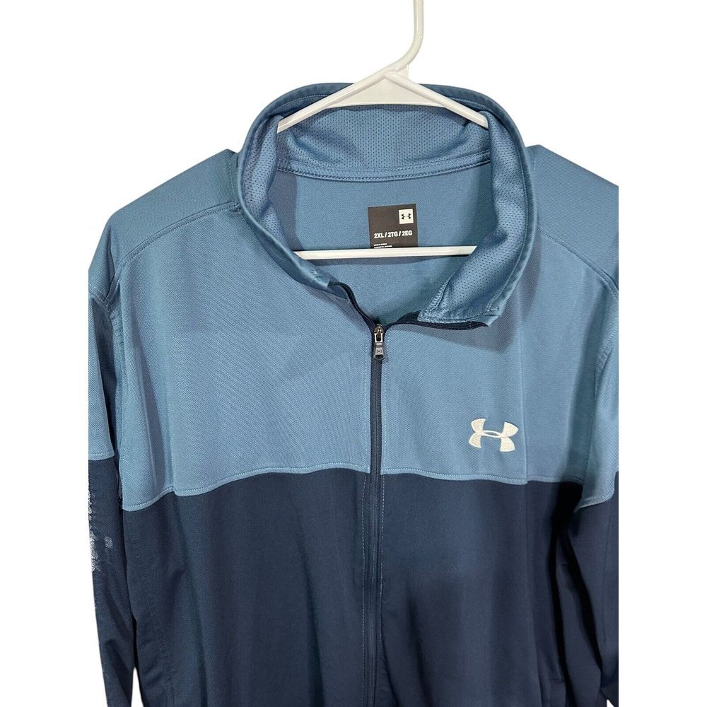 Under Armour Men's Jacket Blue Colorblock Full Zip Lightweight Pocket Size 2XL - Picture 2 of 13